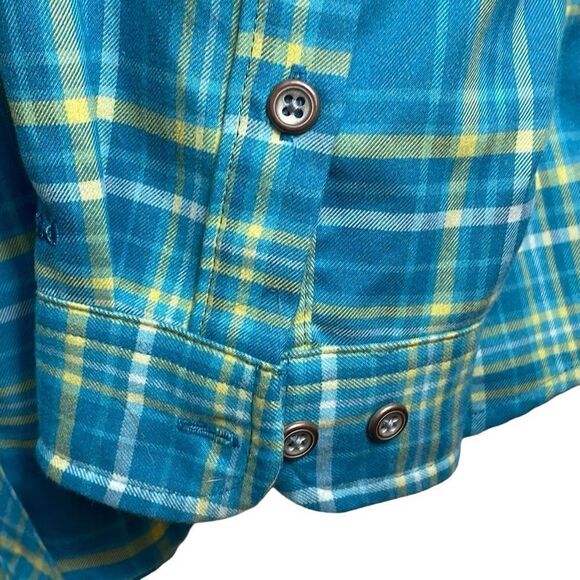 Cabela’s aqua & yellow spring plaid classic button front shirt pockets 2XL - Picture 7 of 12